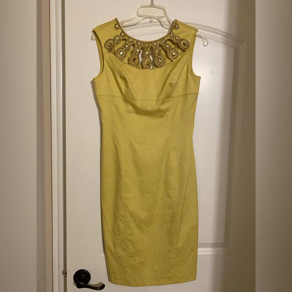 Adrianna Papell yellow knee high dress